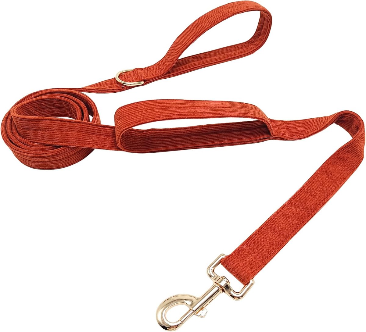 MayPaw 6 ft Double-Handle Corduroy Leash, 1" Wide — Brick Red