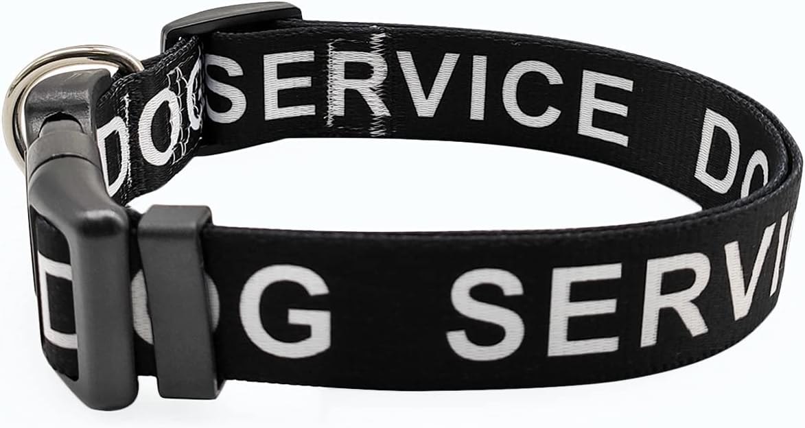 MayPaw SERVICE DOG Collar, Strong Nylon, M–XL — Black