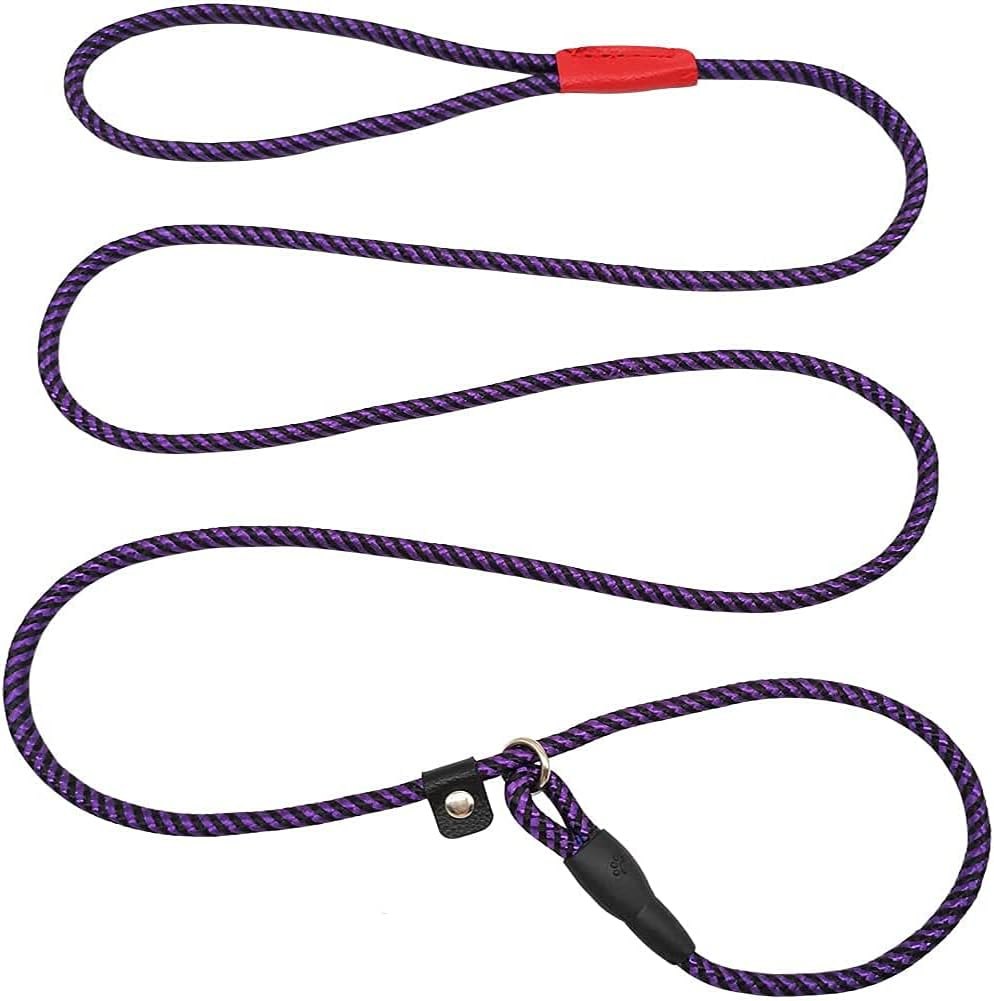 MayPaw 5 ft Slip Lead for Small Dogs, 1/4" Rope — Purple